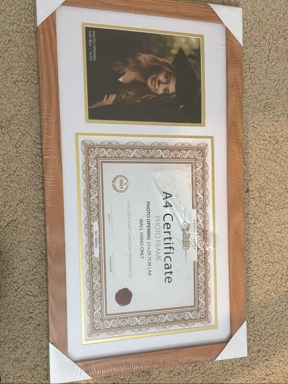 Wood Grain A4 Certificate & Photo Frame - Brown